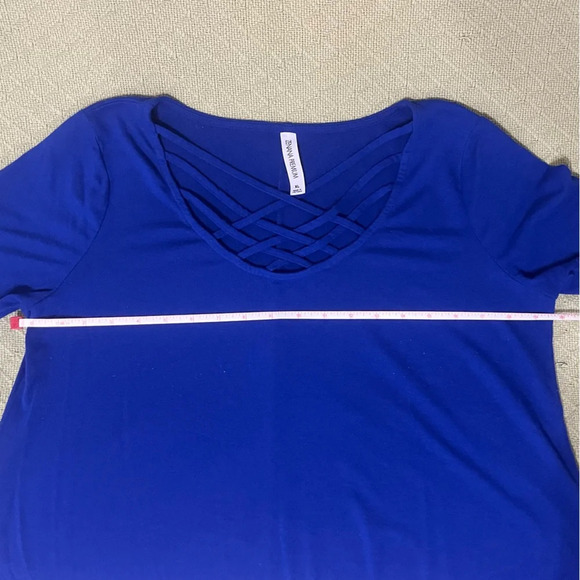 ZENANA PREMIUM Blue Cross Chest Design Short Sleeve Tunic Top XL - Picture 6 of 9